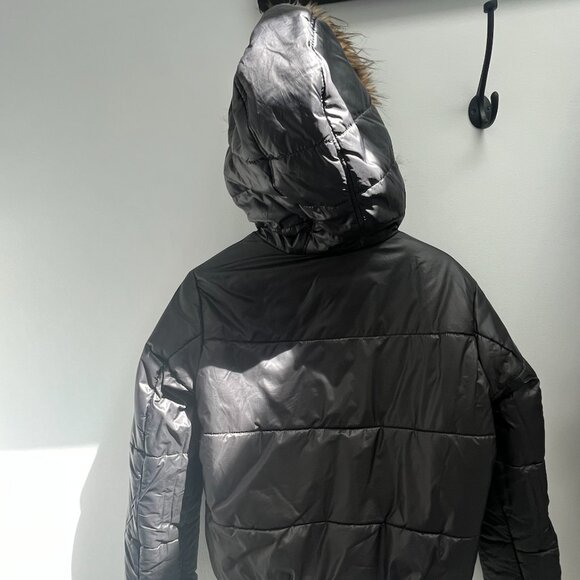 REVERSIBLE Garage Olive Green Winter Jacket with Fur Hood - Picture 4 of 4